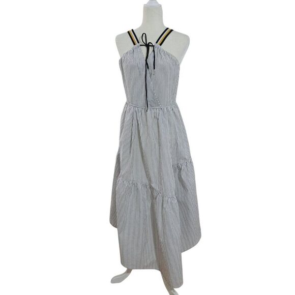 Current Air Women Sleeveless Pin Stripped Tiered Midi Dress Travel Vacation Sz S - Picture 3 of 9